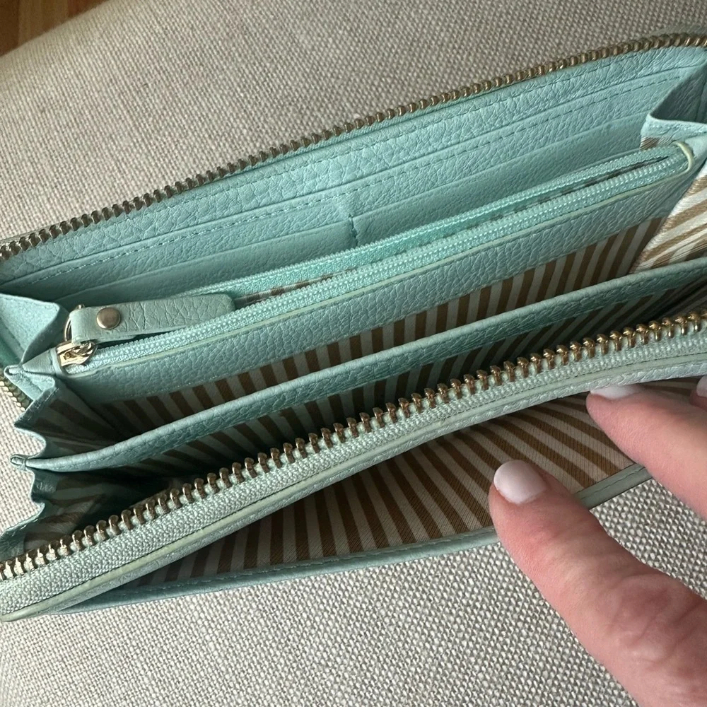 Kate Spade Blue Leather Zip Around Wallet